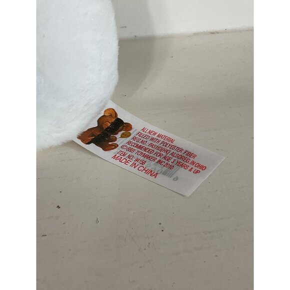 White Plush Teddy Bear With Glitter Flower & Brown Nose Stuffed Toy For Ages 4 & - Picture 3 of 3